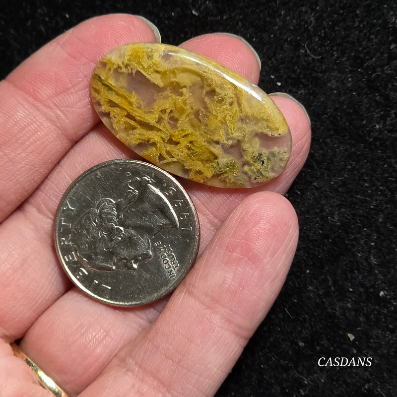 Yellow Moss Agate Cabochon *IMPERFECT*