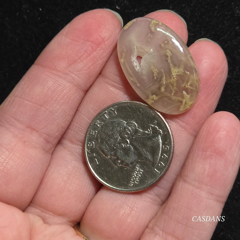 Yellow Moss Agate Cabochon *IMPERFECT*