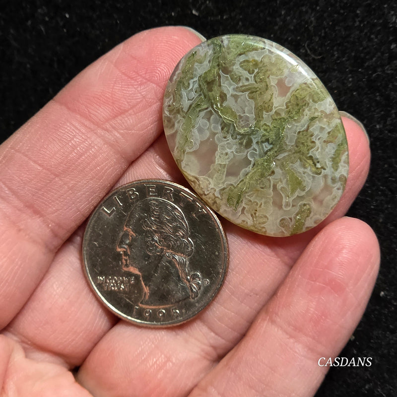 Yellow Moss Agate Cabochon *IMPERFECT*