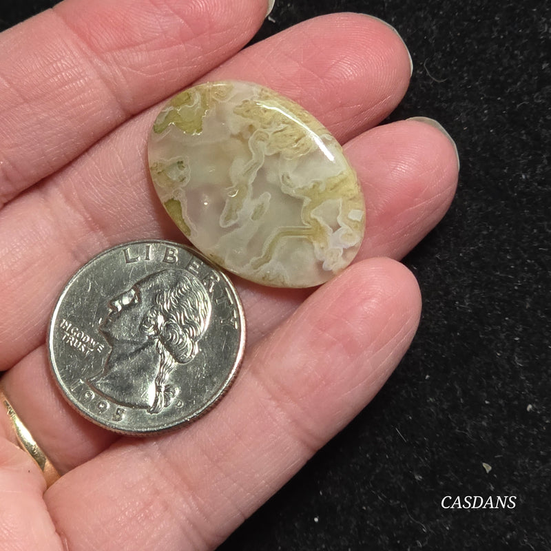 Yellow Moss Agate Cabochon *IMPERFECT*