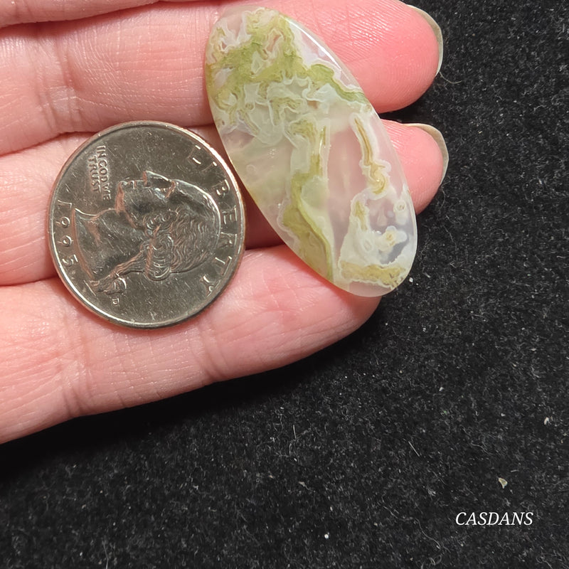 Yellow Moss Agate Cabochon *IMPERFECT*