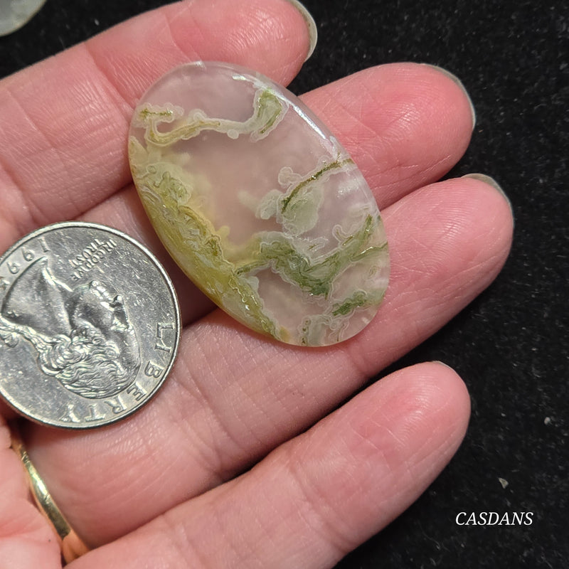 Yellow Moss Agate Cabochon *IMPERFECT*