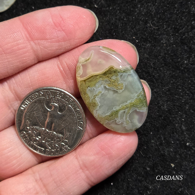Yellow Moss Agate Cabochon *IMPERFECT*