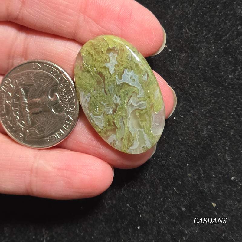 Yellow Moss Agate Cabochon *IMPERFECT*