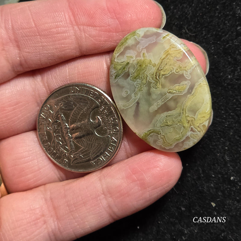 Yellow Moss Agate Cabochon *IMPERFECT*