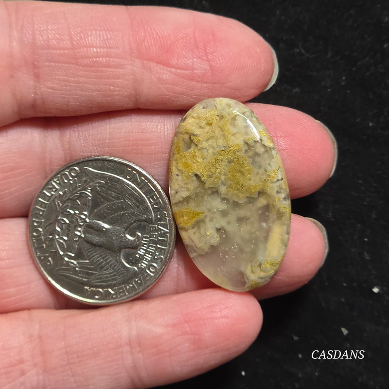 Yellow Moss Agate Cabochon *IMPERFECT*