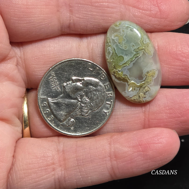 Yellow Moss Agate Cabochon *IMPERFECT*
