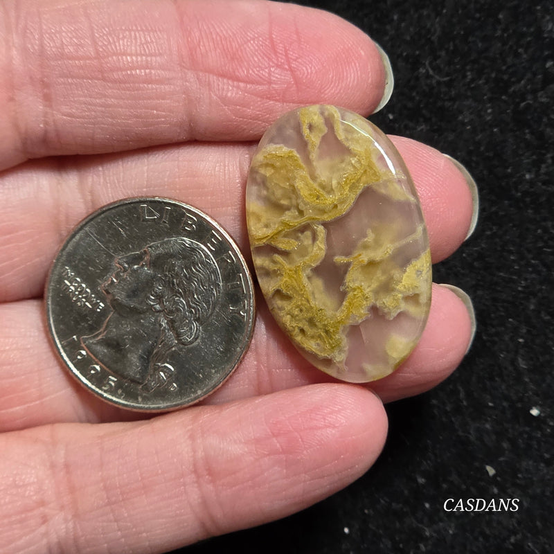 Yellow Moss Agate Cabochon *IMPERFECT*