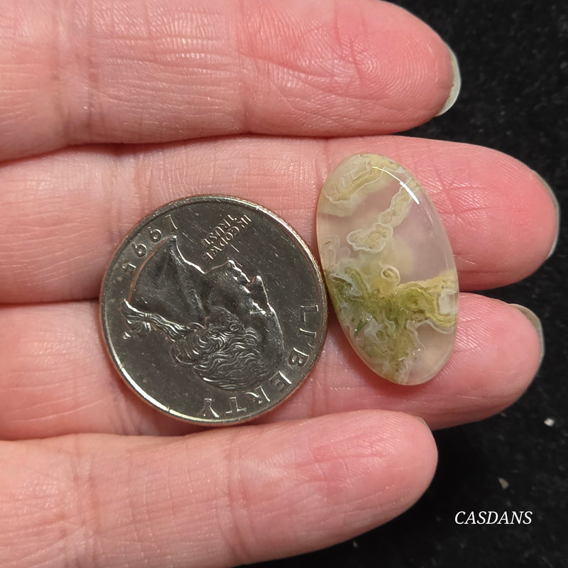 Yellow Moss Agate Cabochon *IMPERFECT*