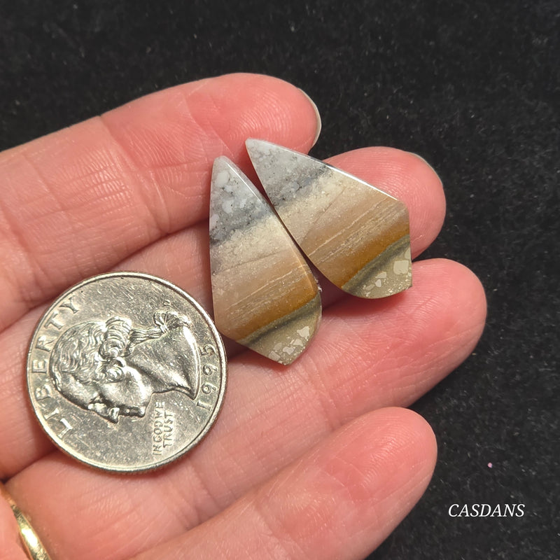 Jasper Cloud Stone Cabochon Pair
