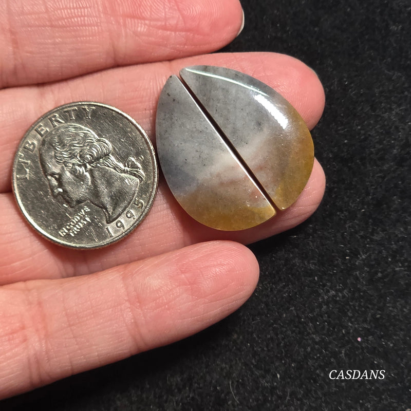 Jasper Cloud Stone Cabochon Pair
