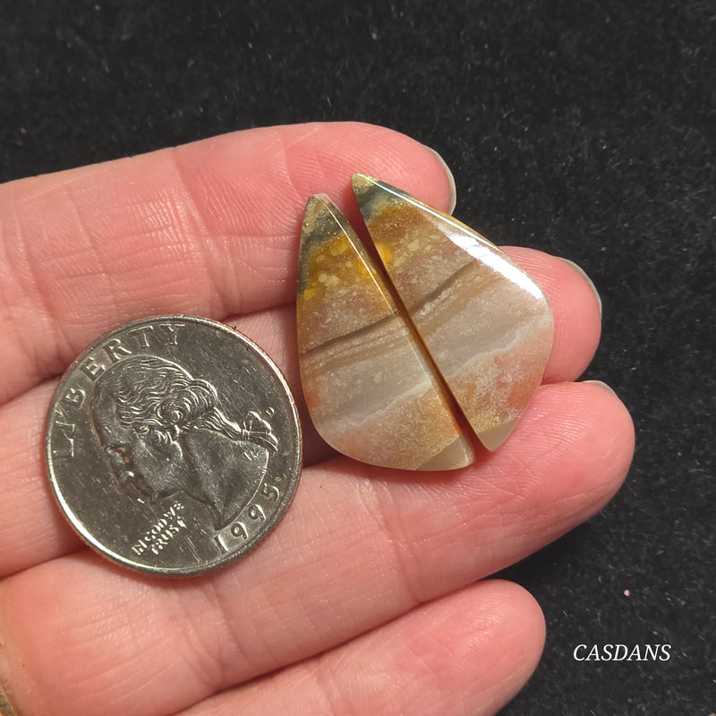 Jasper Cloud Stone Cabochon Pair