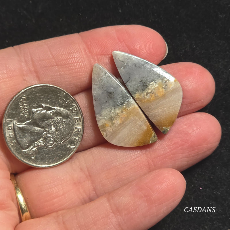 Jasper Cloud Stone Cabochon Pair