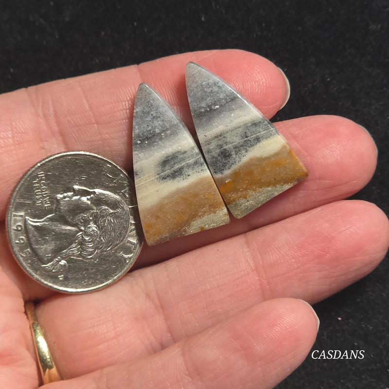 Jasper Cloud Stone Cabochon Pair
