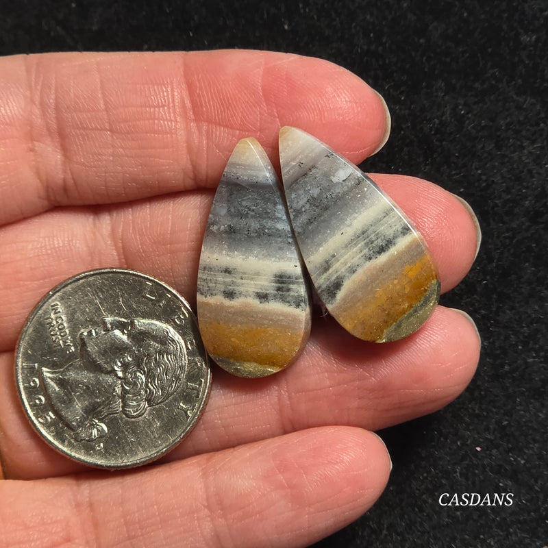 Jasper Cloud Stone Cabochon Pair