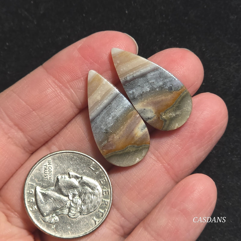 Jasper Cloud Stone Cabochon Pair