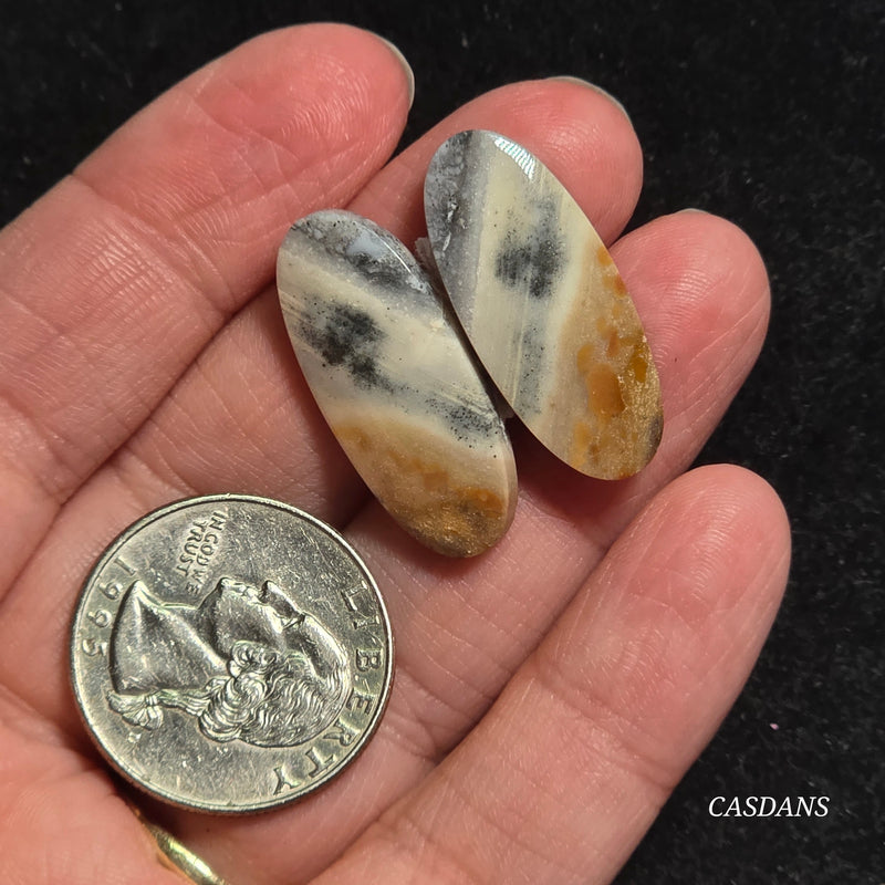 Jasper Cloud Stone Cabochon Pair