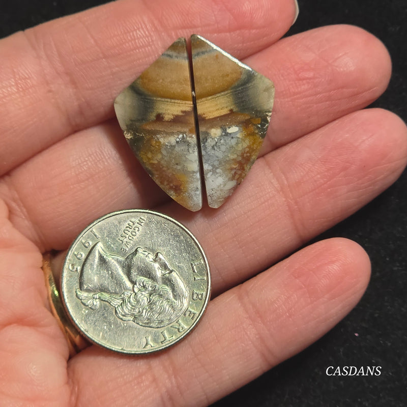 Jasper Cloud Stone Cabochon Pair