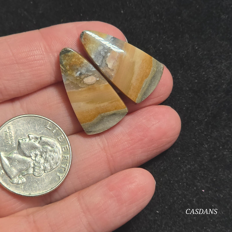 Jasper Cloud Stone Cabochon Pair