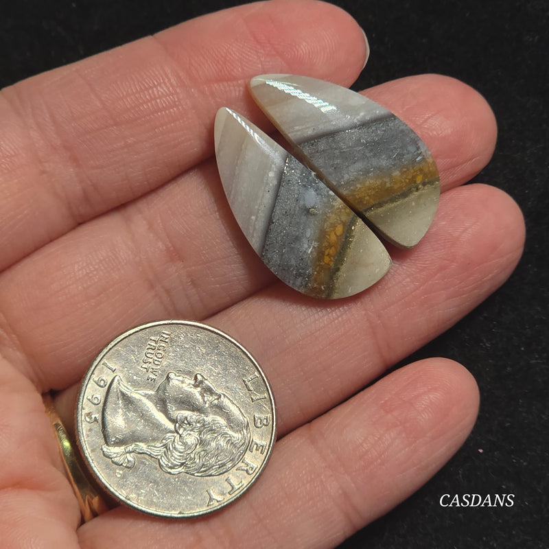 Jasper Cloud Stone Cabochon Pair