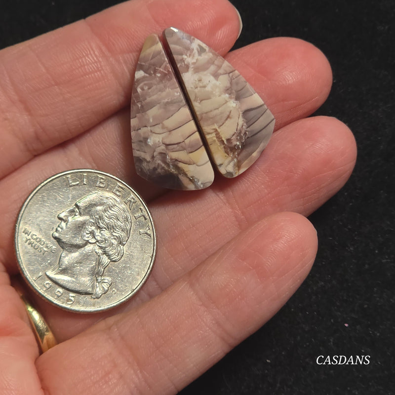 Jasper Cloud Stone Cabochon Pair