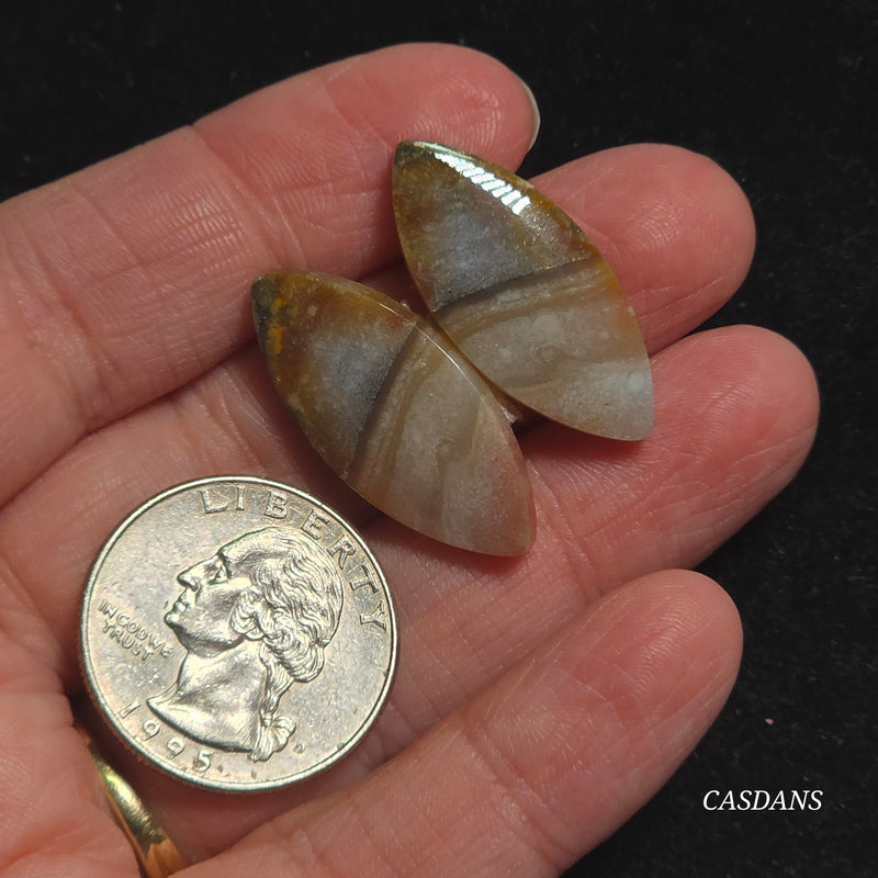 Jasper Cloud Stone Cabochon Pair