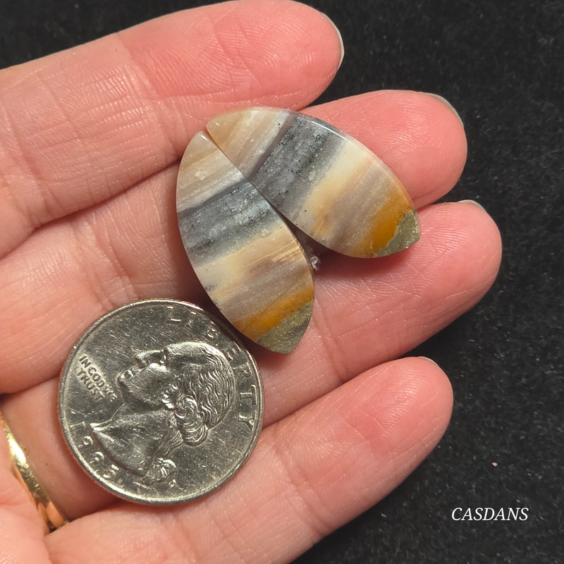 Jasper Cloud Stone Cabochon Pair