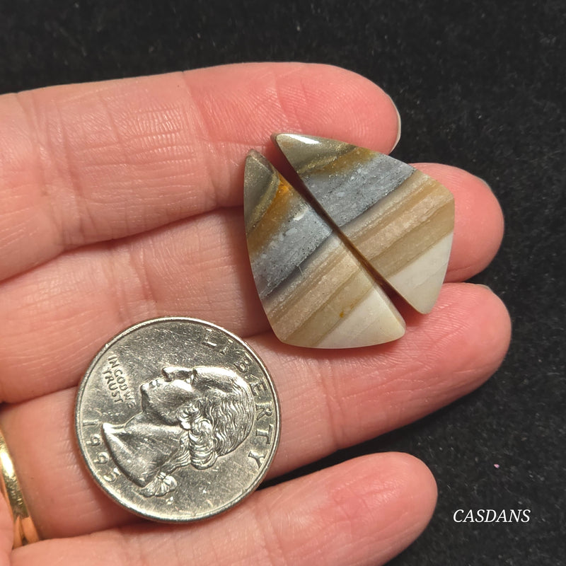 Jasper Cloud Stone Cabochon Pair