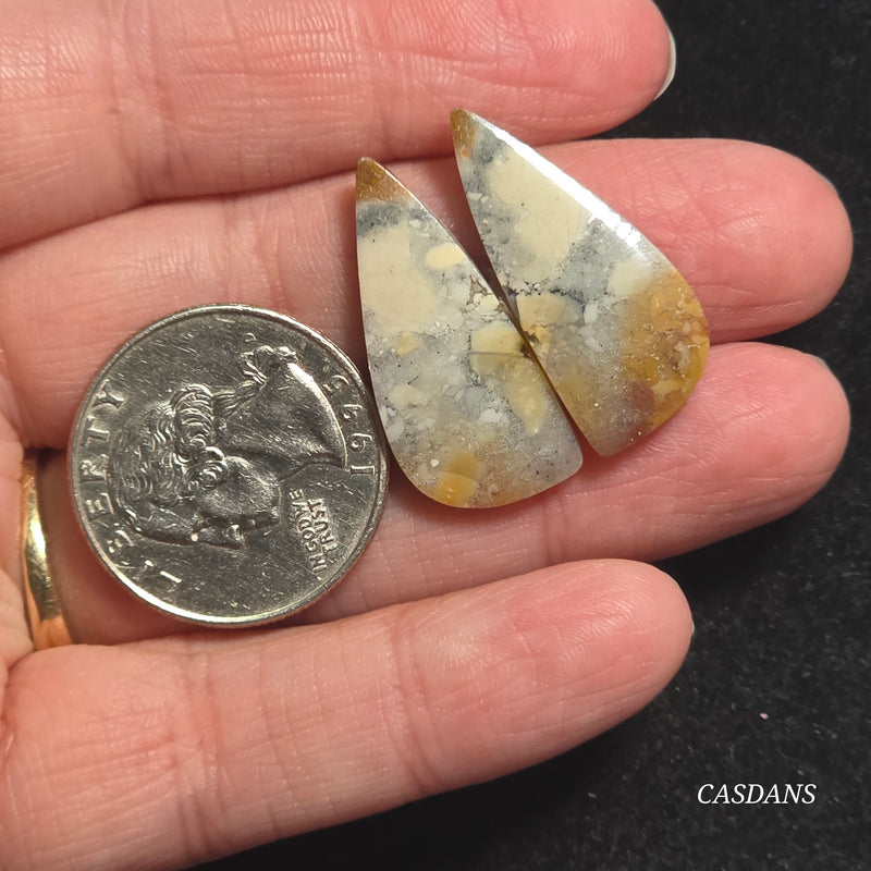 Jasper Cloud Stone Cabochon Pair