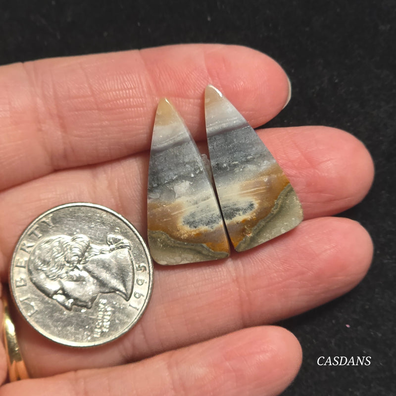 Jasper Cloud Stone Cabochon Pair