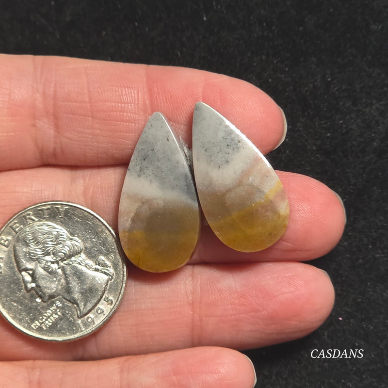 Jasper Cloud Stone Cabochon Pair
