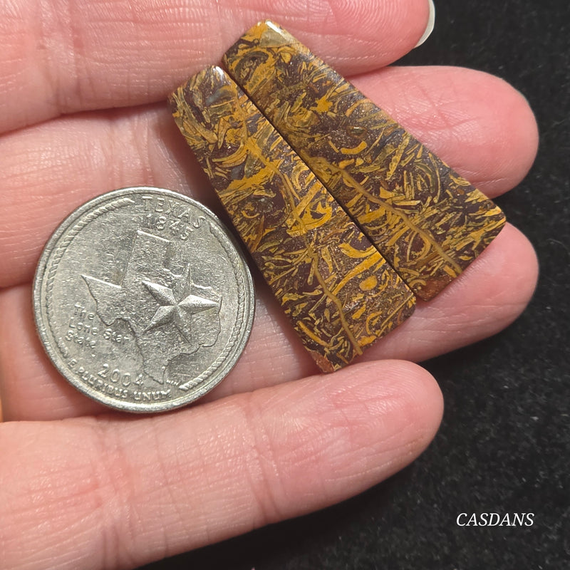 Miriam Stone / Calligraphy Stone Cabochon Pair