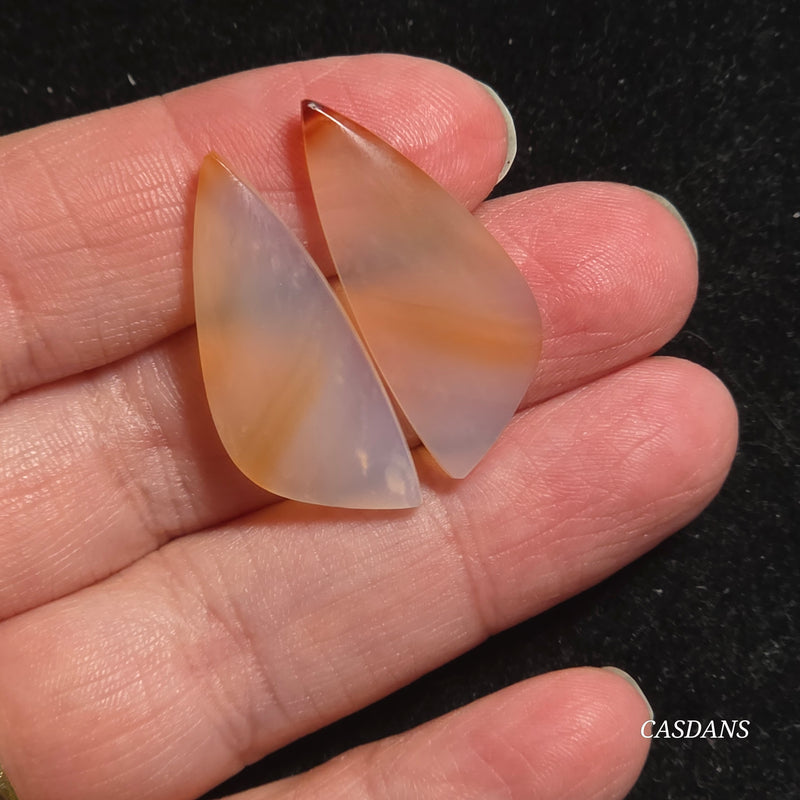 Carnelian Banded Agate Cabochon Pair
