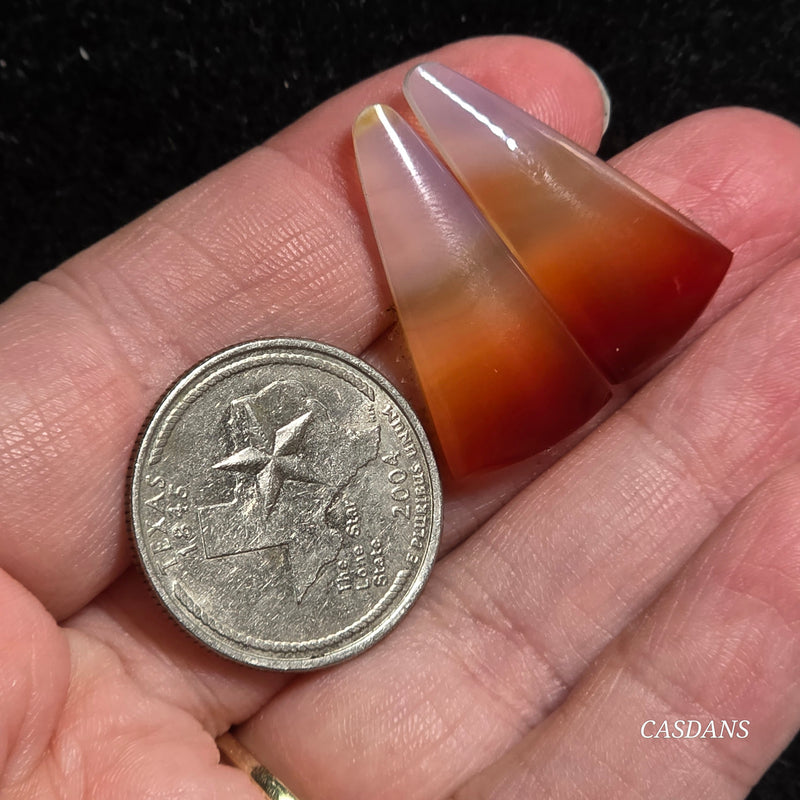 Carnelian Banded Agate Cabochon Pair