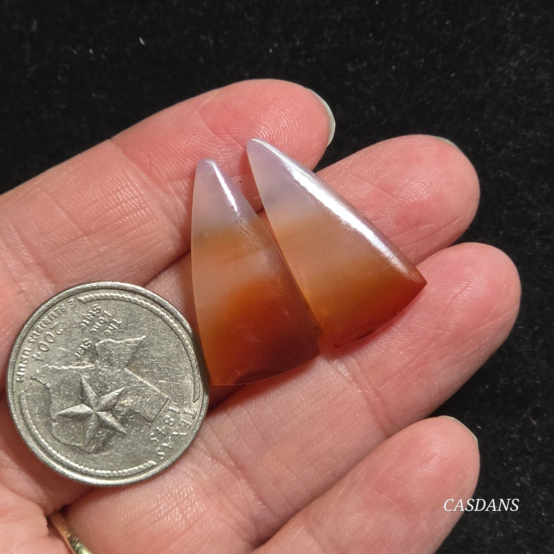 Carnelian Banded Agate Cabochon Pair