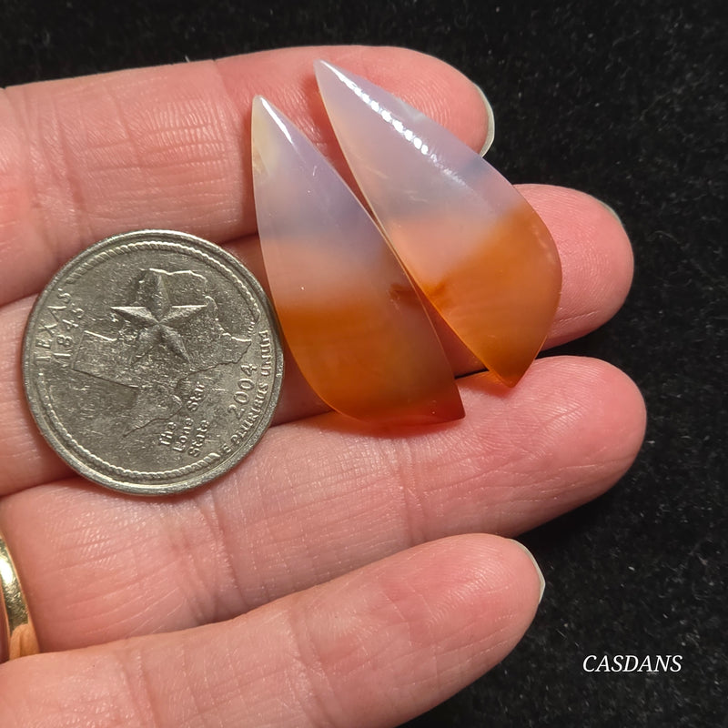 Carnelian Banded Agate Cabochon Pair