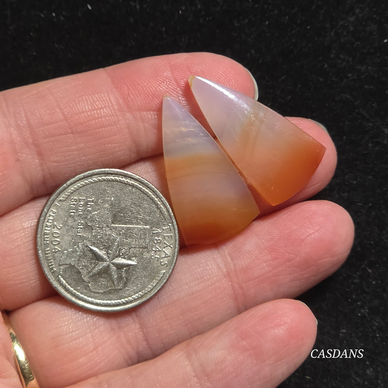 Carnelian Banded Agate Cabochon Pair