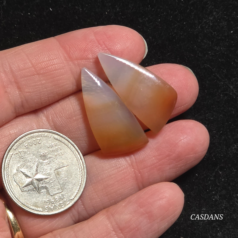 Carnelian Banded Agate Cabochon Pair