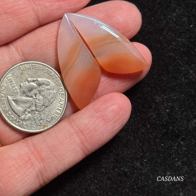 Carnelian Banded Agate Cabochon Pair