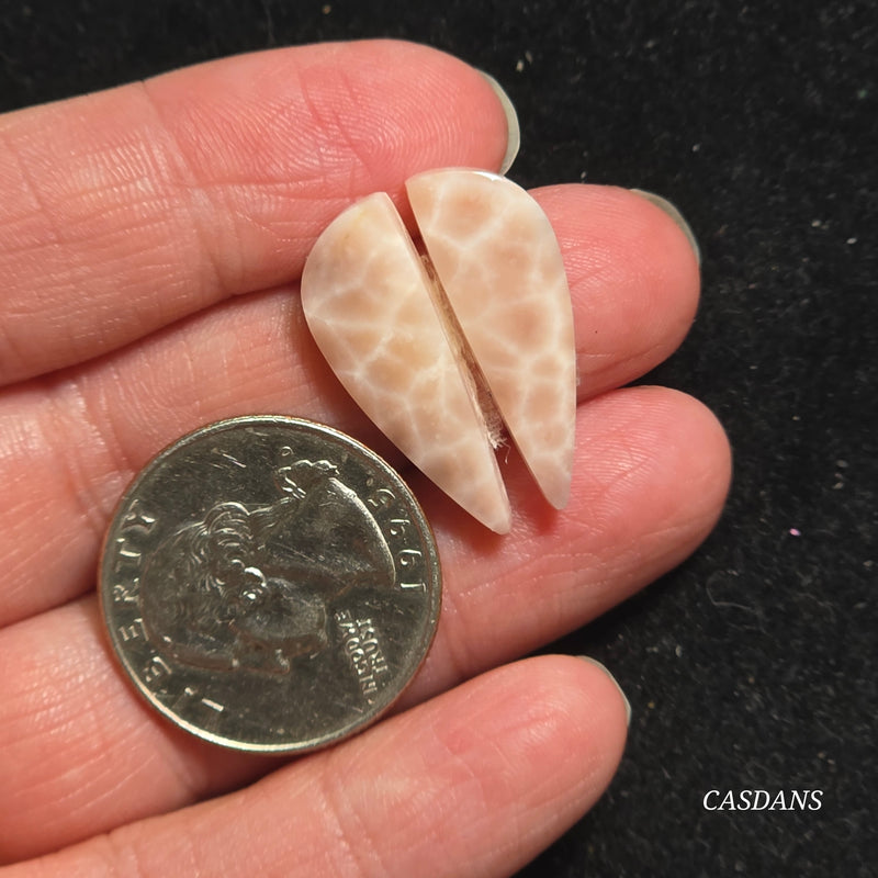Pink Natrolite Cabochon Pair