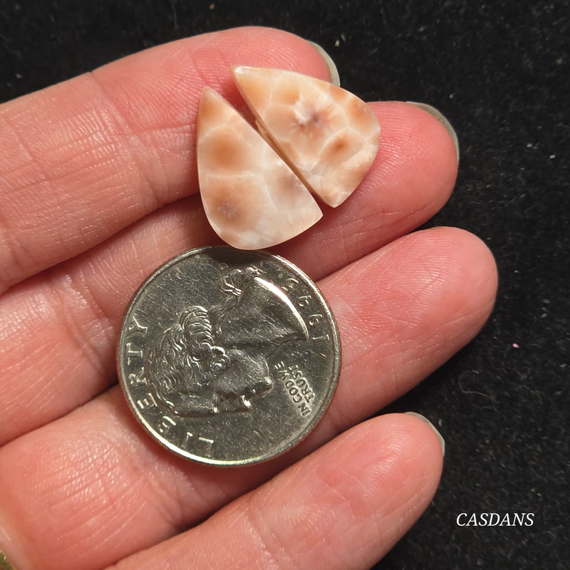 Pink Natrolite Cabochon Pair