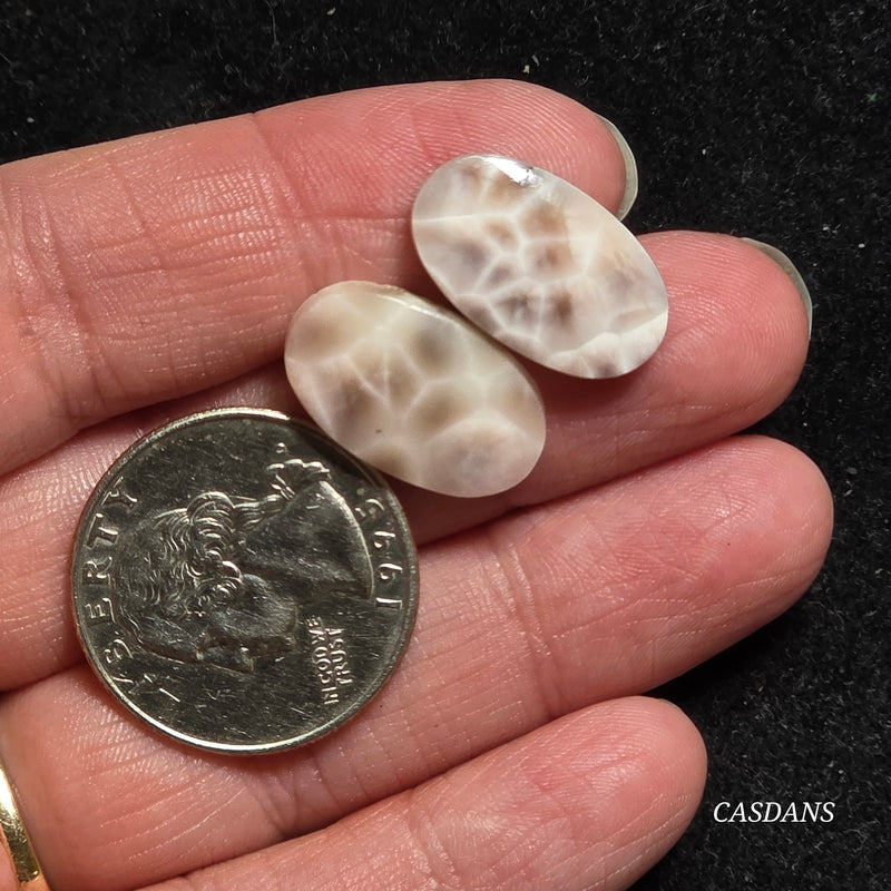 Pink Natrolite Cabochon Pair