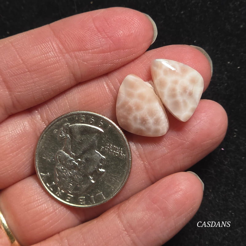 Pink Natrolite Cabochon Pair