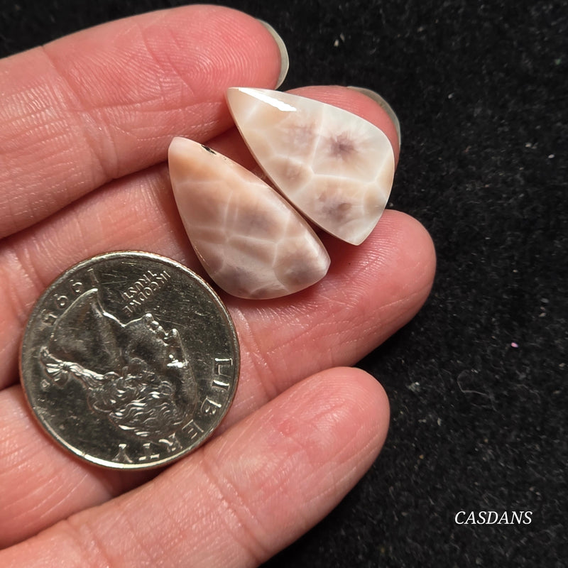 Pink Natrolite Cabochon Pair
