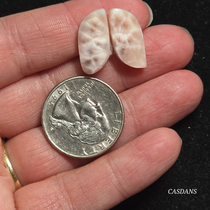 Pink Natrolite Cabochon Pair