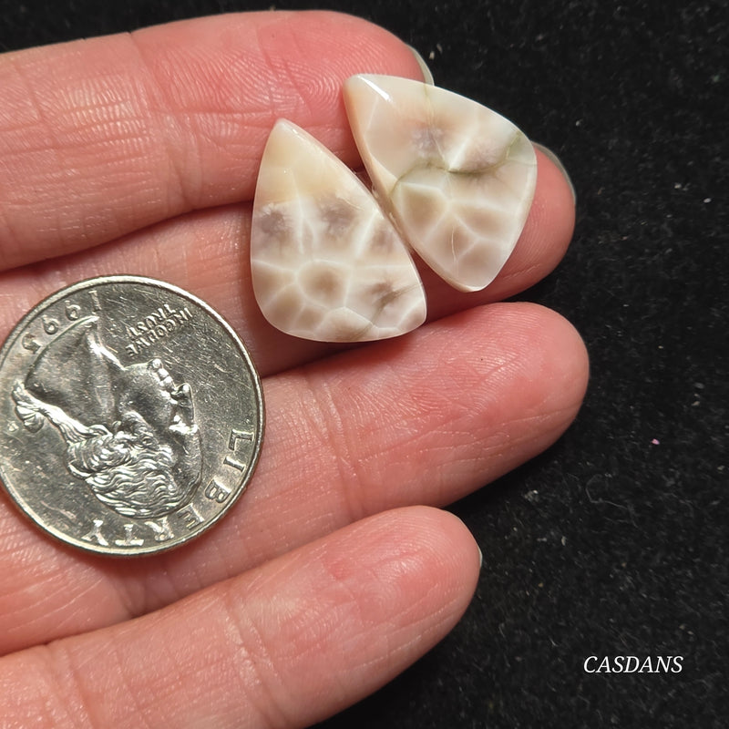 Pink Natrolite Cabochon Pair