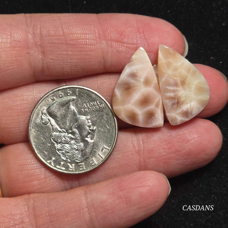 Pink Natrolite Cabochon Pair