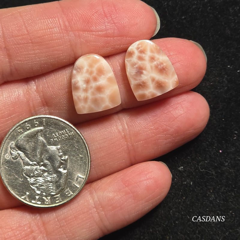 Pink Natrolite Cabochon Pair