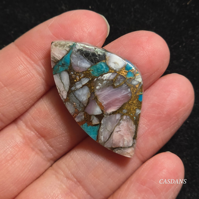 Pink Opal and Kingman Turquoise Composite Cabochon