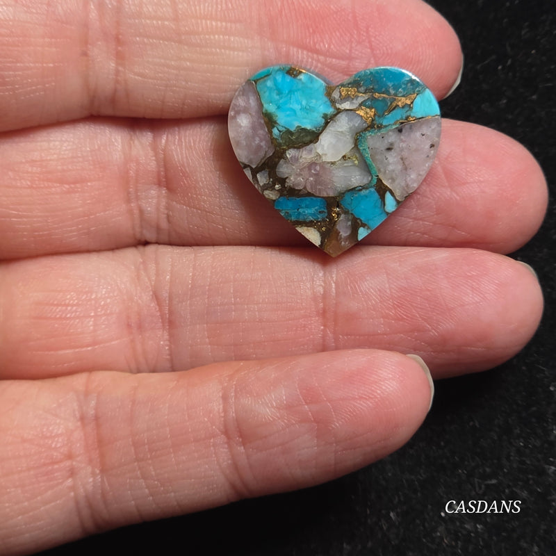 Pink Opal and Kingman Turquoise Composite Cabochon